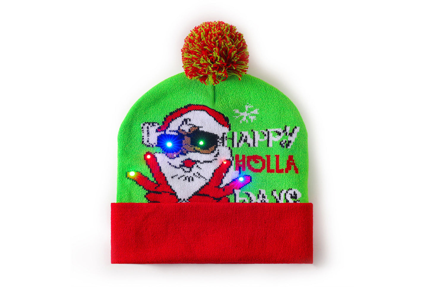 **Christmas LED Light Jacquard Knit Hat (Thickened Warm Version)**