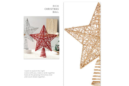 **Wrought Iron Glitter Hollow Treetop Star Ornament**