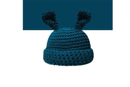 **Handmade Bunny Ear Knitted Hat (Autumn/Winter Warm Knitted Hat)**