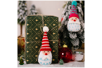 **Christmas Cartoon Striped Pom-Pom Pointed Hat Santa Claus Ornament**