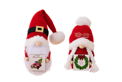 **Christmas Pom-Pom Knit Hat with Rudolph Figurine**