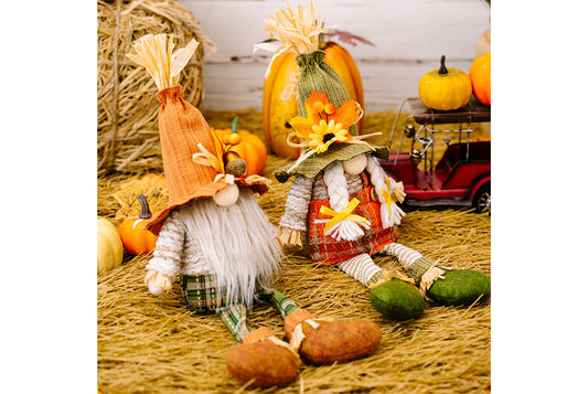 Thanksgiving Maple Leaf Straw Hat Rudolph Doll