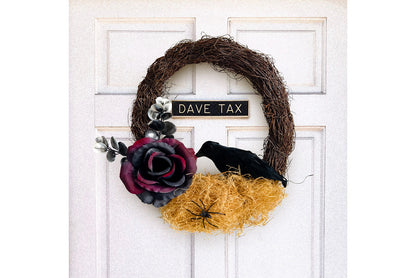 Halloween Dead Rose and Crow Wreath
