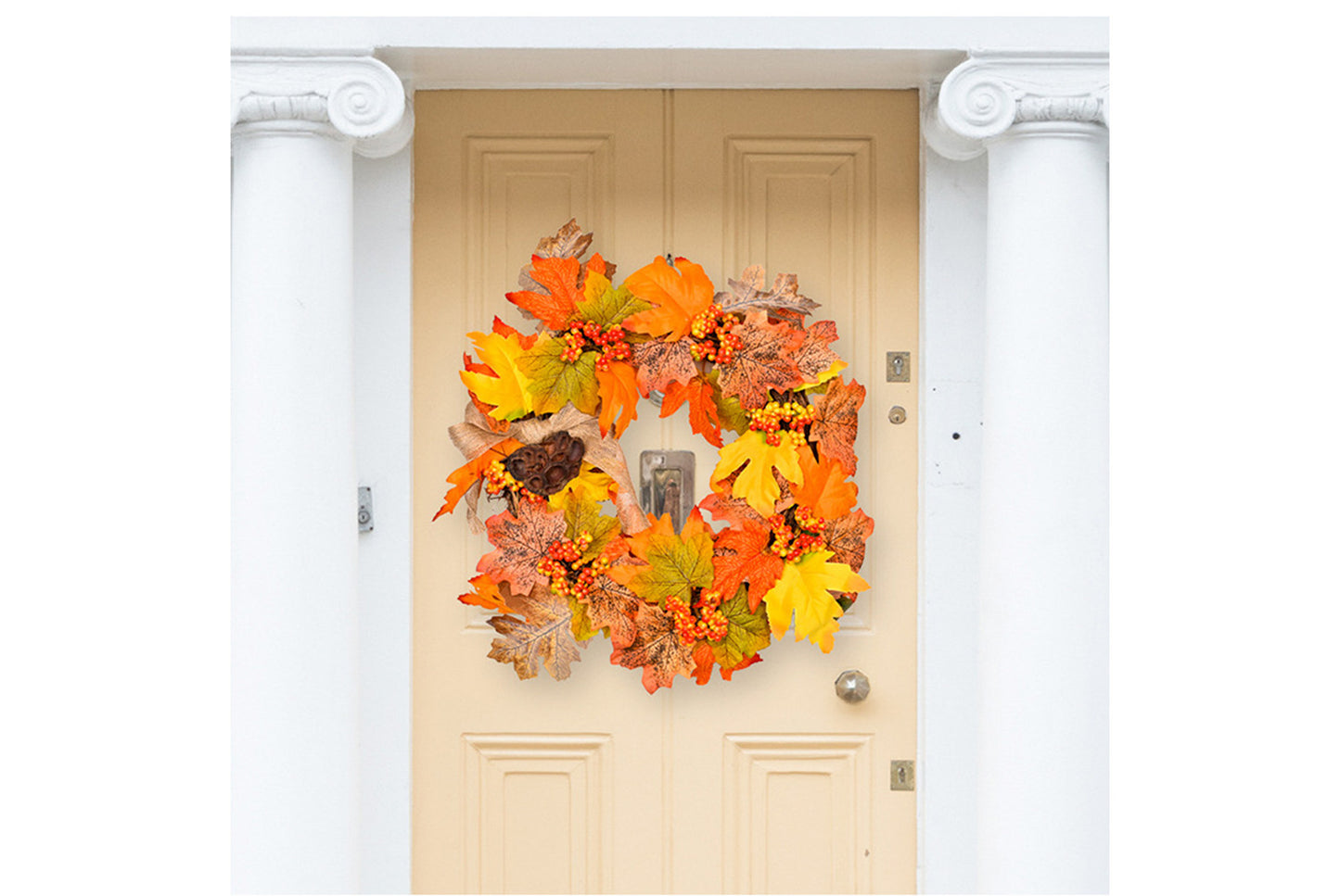 Autumn Harvest Maple Leaf Wreath | 35cm Fabric Door Hanging