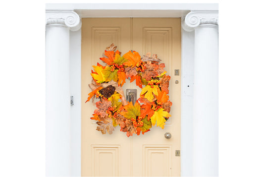 Autumn Harvest Maple Leaf Wreath | 35cm Fabric Door Hanging