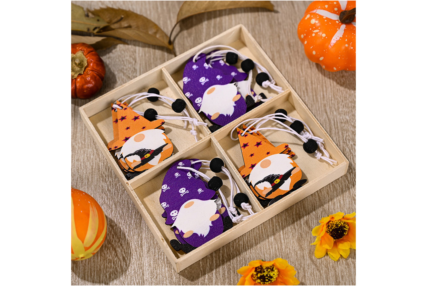 **4-Grid Halloween Rudolf Wooden Pendant | Wooden Home Decor**