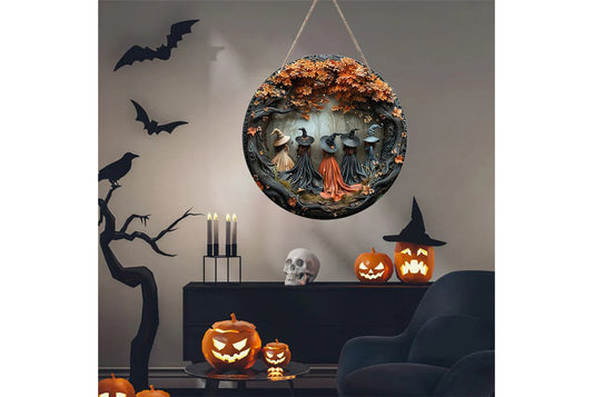 **Creative Round Halloween Acrylic Doorplate**
