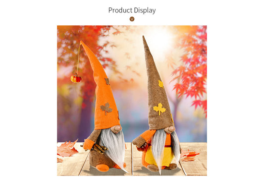 **Harvest Festival Faceless Doll | 42cm Maple Leaf Hat Fabric Ornament**