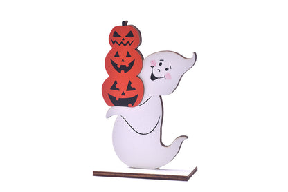 **Halloween Wooden Ornaments | Witch Ghost Themed Painted Decorations**
