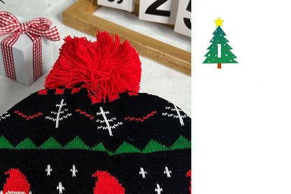 **Christmas LED Pom-Pom Knit Hat (Winter Warm Fold-Up Light-Up Hat)**