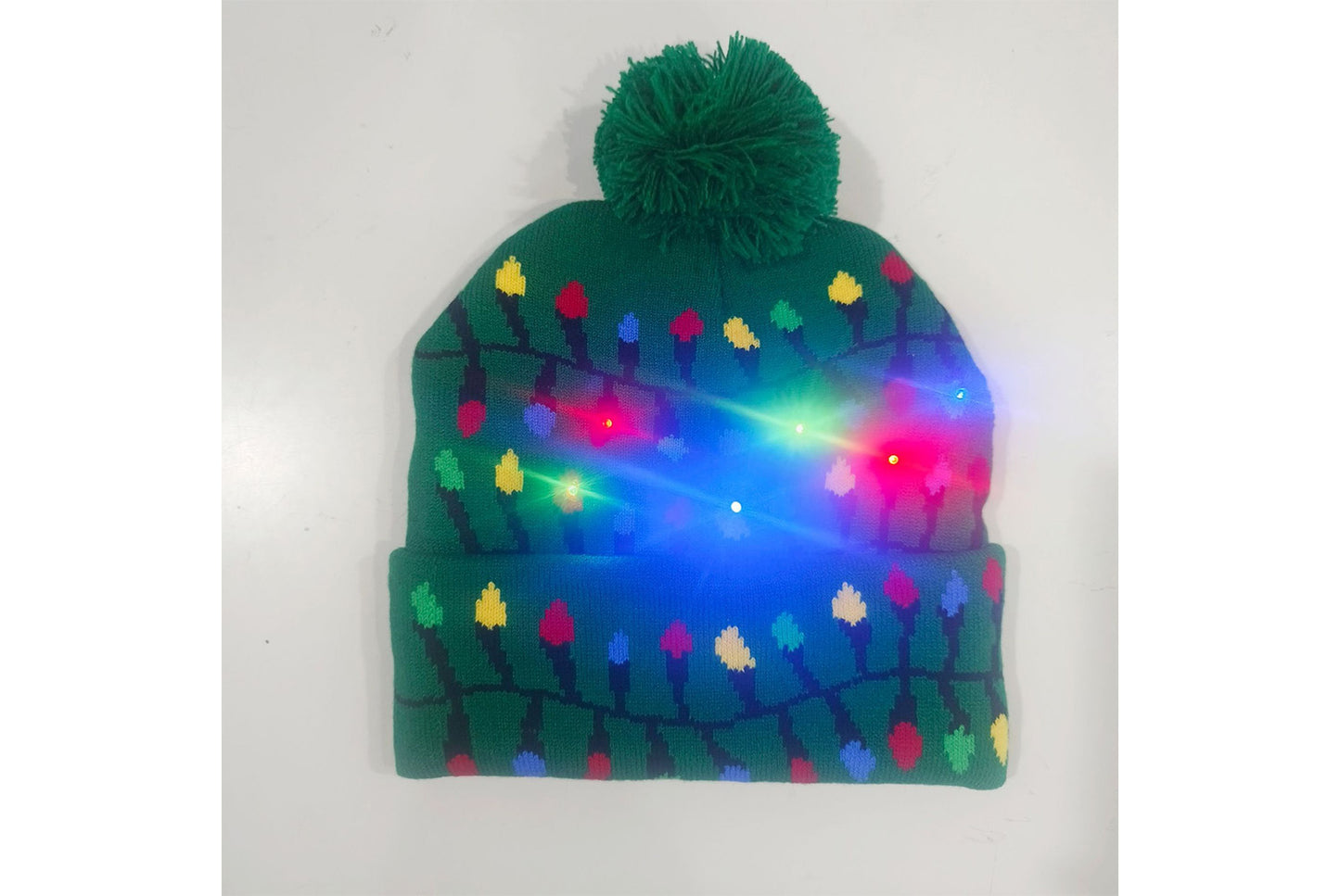 **Christmas LED Light Jacquard Knit Hat (Thickened Warm Version)**