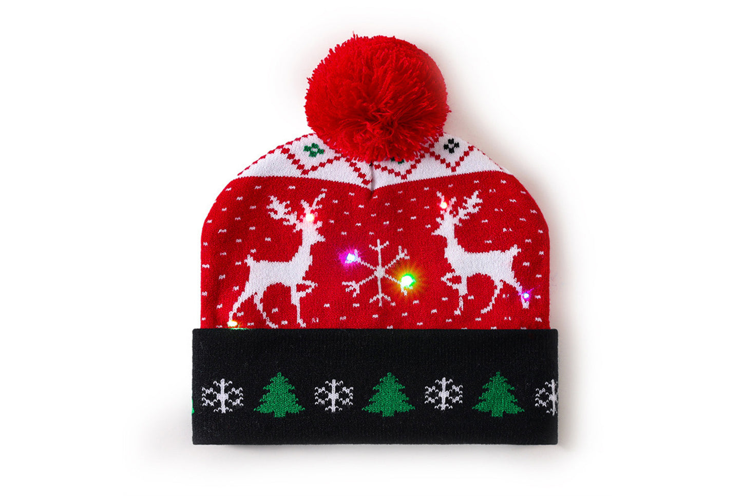 **Christmas LED Light Jacquard Knit Hat (Thickened Warm Version)**