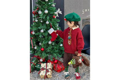 **Christmas Wool Beret (Parent-Child Winter Painter's Hat)**