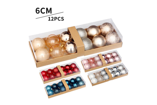 **12 Exquisitely Painted Christmas Ball Gift Box Ornaments**