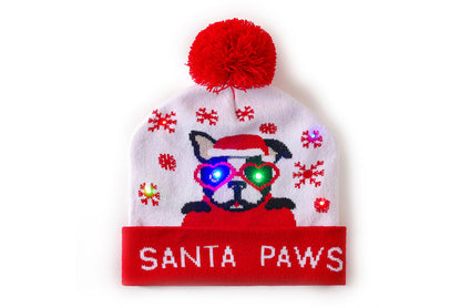 **Christmas LED Light Jacquard Knit Hat (Thickened Warm Version)**