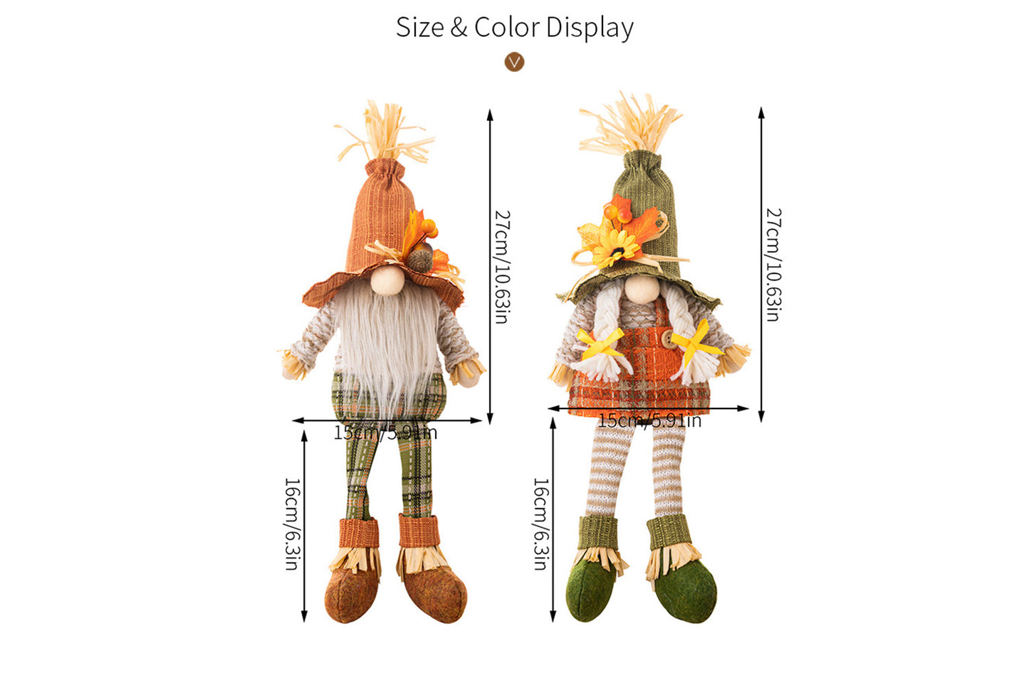 Thanksgiving Maple Leaf Straw Hat Rudolph Doll