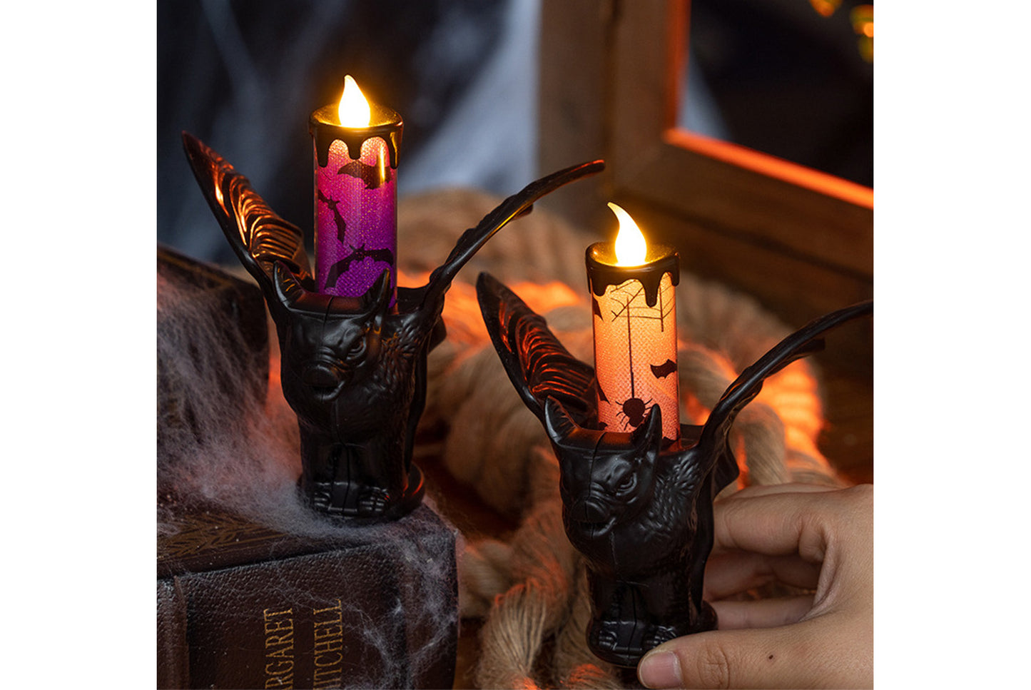 **Halloween LED Electronic Candle | Bat-Shaped Decorative Night Light**
