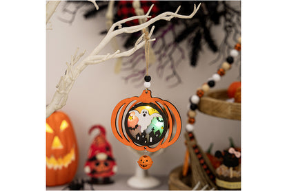 Halloween Wooden Light-Up Pendant | Pumpkin, Bat, and Spider Horror Decoration