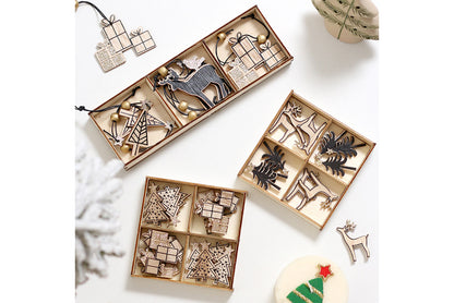 **Wooden Christmas Window and Wall Decal Set (Includes Ornaments)**