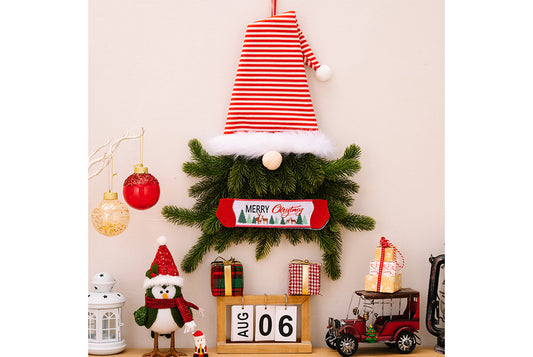 **Christmas Elf Wreath with Faceless Doll Decoration**