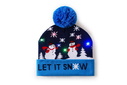 **Christmas LED Light Jacquard Knit Hat (Thickened Warm Version)**