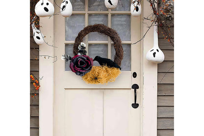 Halloween Dead Rose and Crow Wreath
