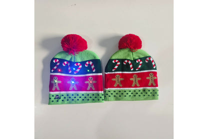 **Christmas LED Rainbow Light Jacquard Knit Hat**