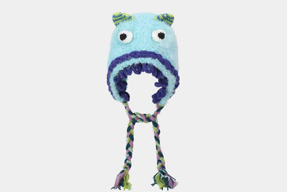 **Cartoon Plush Monster Knitted Hat with Earflaps