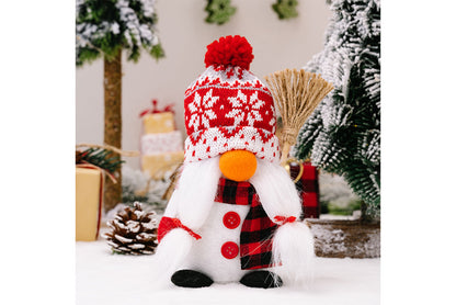 **Christmas Snowman Ornament with Knitted Hat and Rudolph Doll**