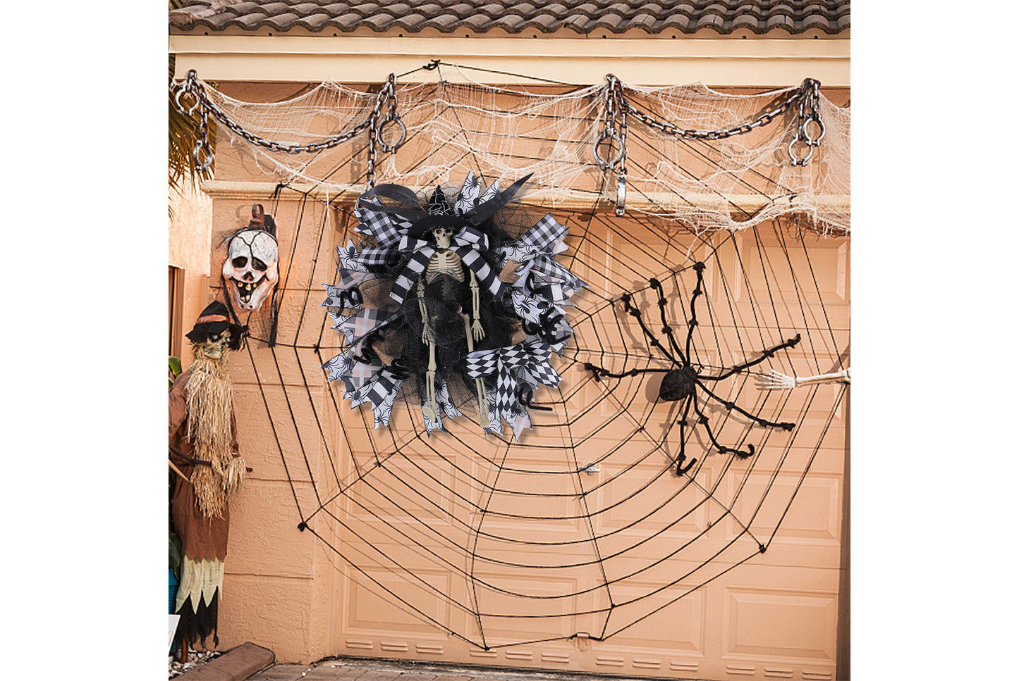 Halloween Witch Hat Skull Mesh Garland |