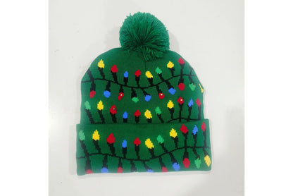 **Christmas LED Light Jacquard Knit Hat (Thickened Warm Version)**