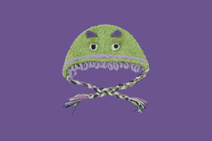 **Cartoon Plush Monster Knitted Hat with Earflaps