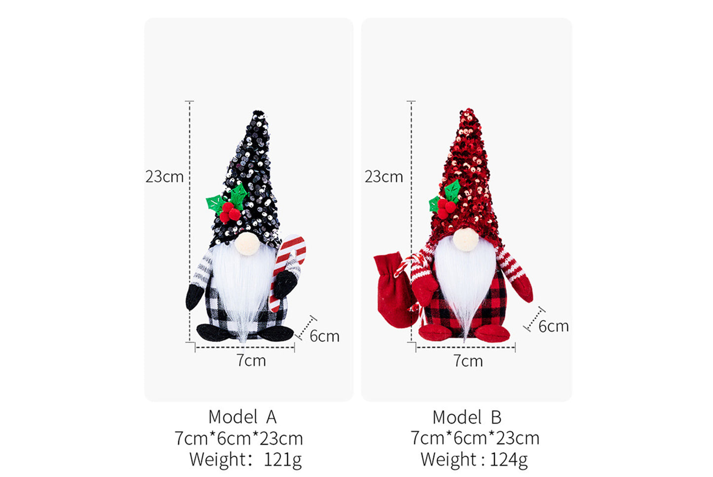 **Christmas Red and Black Sequined Hat Rudolph Faceless Doll Figurine**