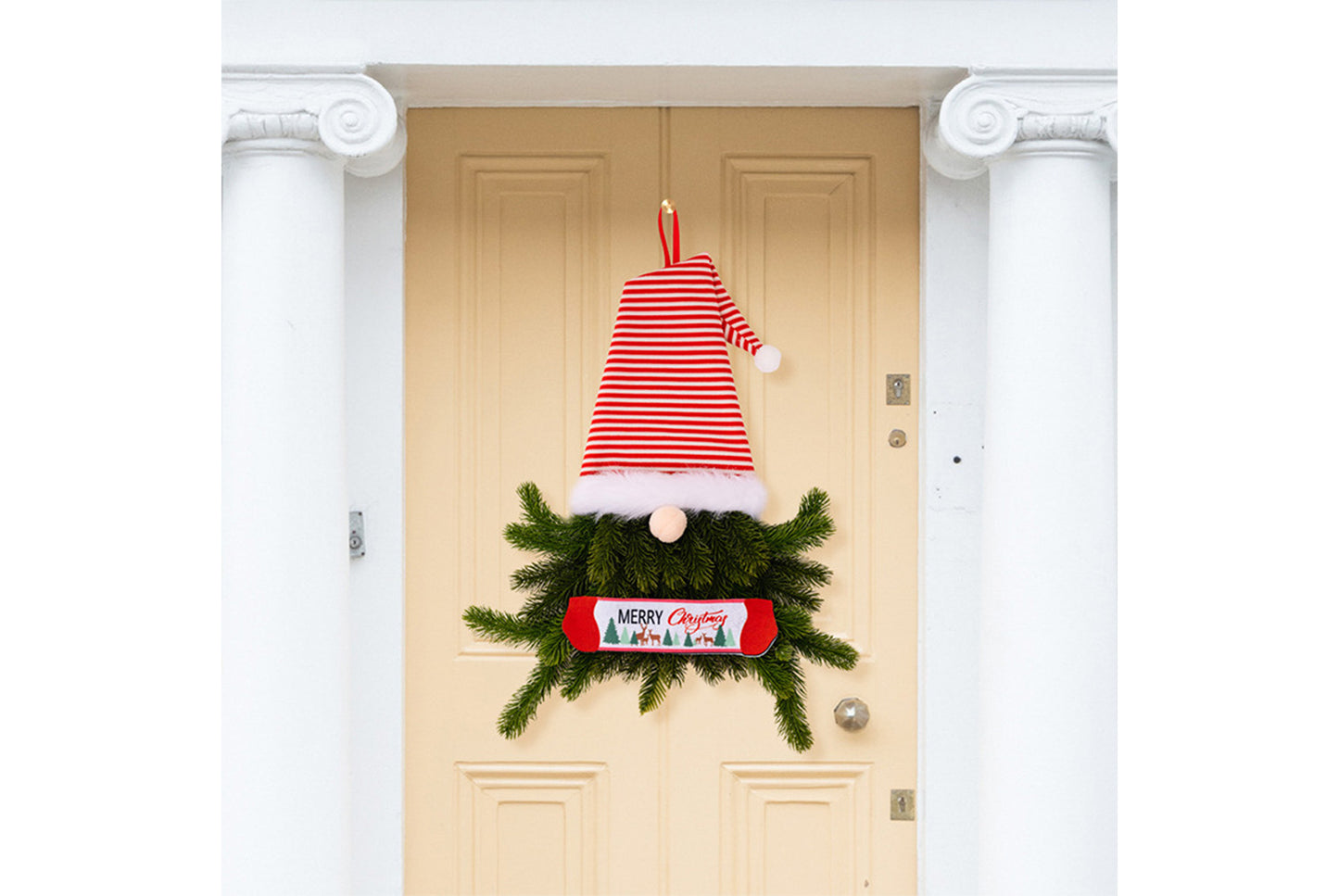 **Christmas Elf Wreath with Faceless Doll Decoration**