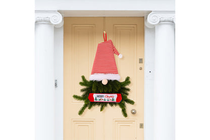 **Christmas Elf Wreath with Faceless Doll Decoration**