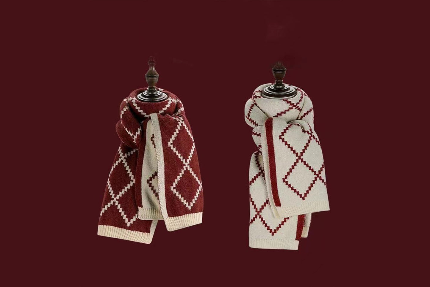 **Christmas Red Knitted Scarf (Winter Warmth Essential)**