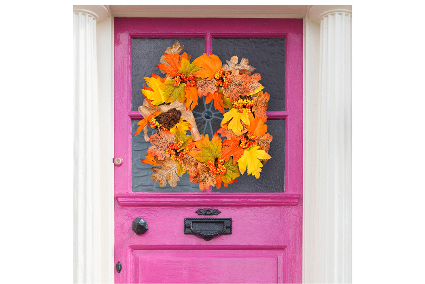 Autumn Harvest Maple Leaf Wreath | 35cm Fabric Door Hanging