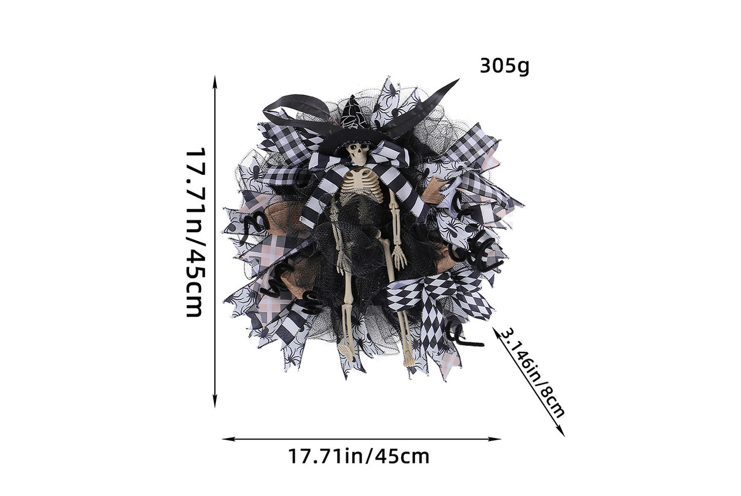 Halloween Witch Hat Skull Mesh Garland |