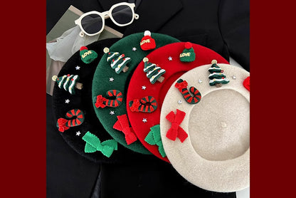 **Christmas Wool Beret (Parent-Child Winter Painter's Hat)**