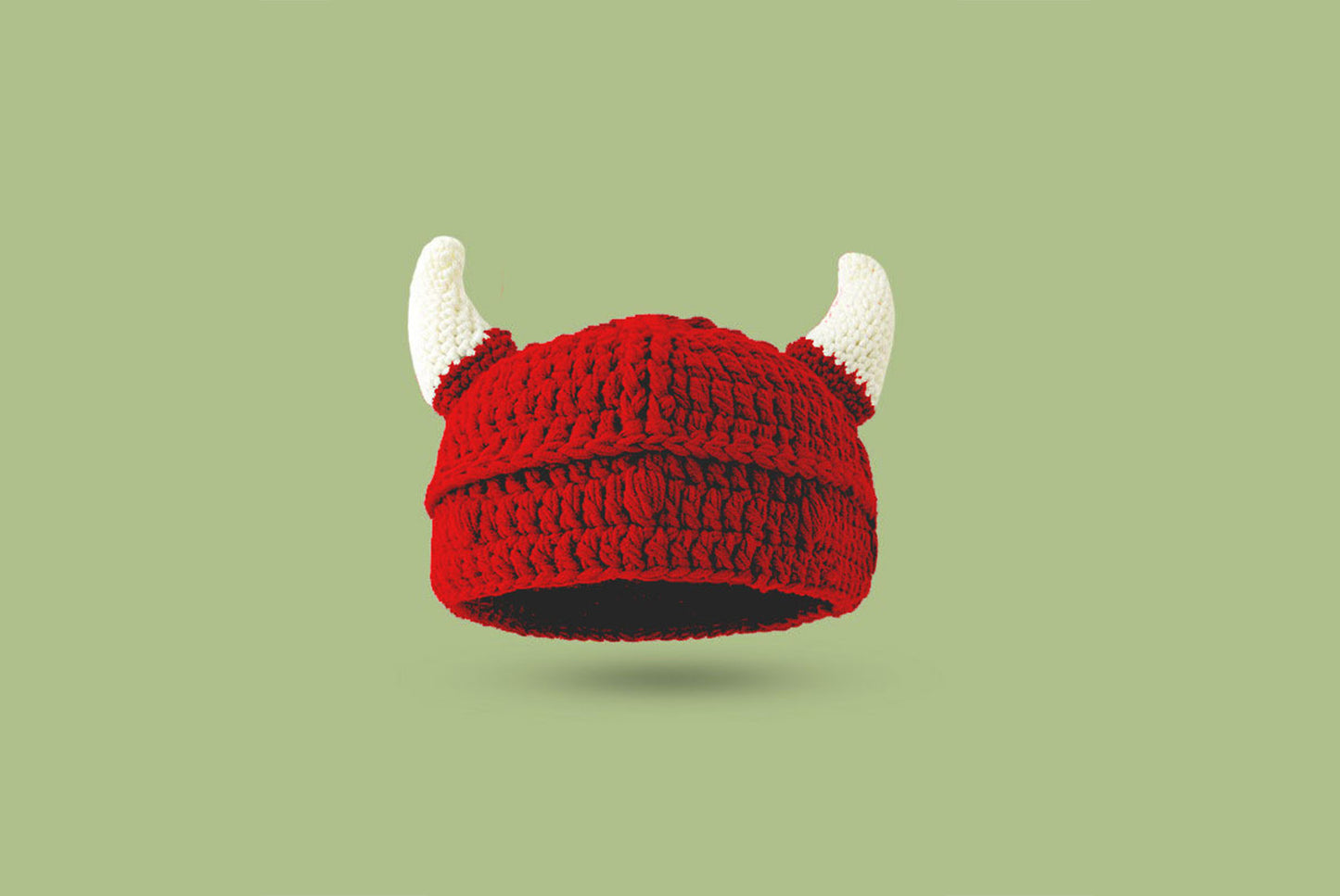 **Cartoon Funny Horned Knitted Hat (Handmade Wool Monster Headgear)**