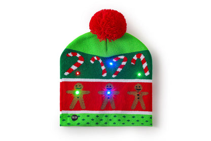 **Christmas LED Rainbow Light Jacquard Knit Hat**