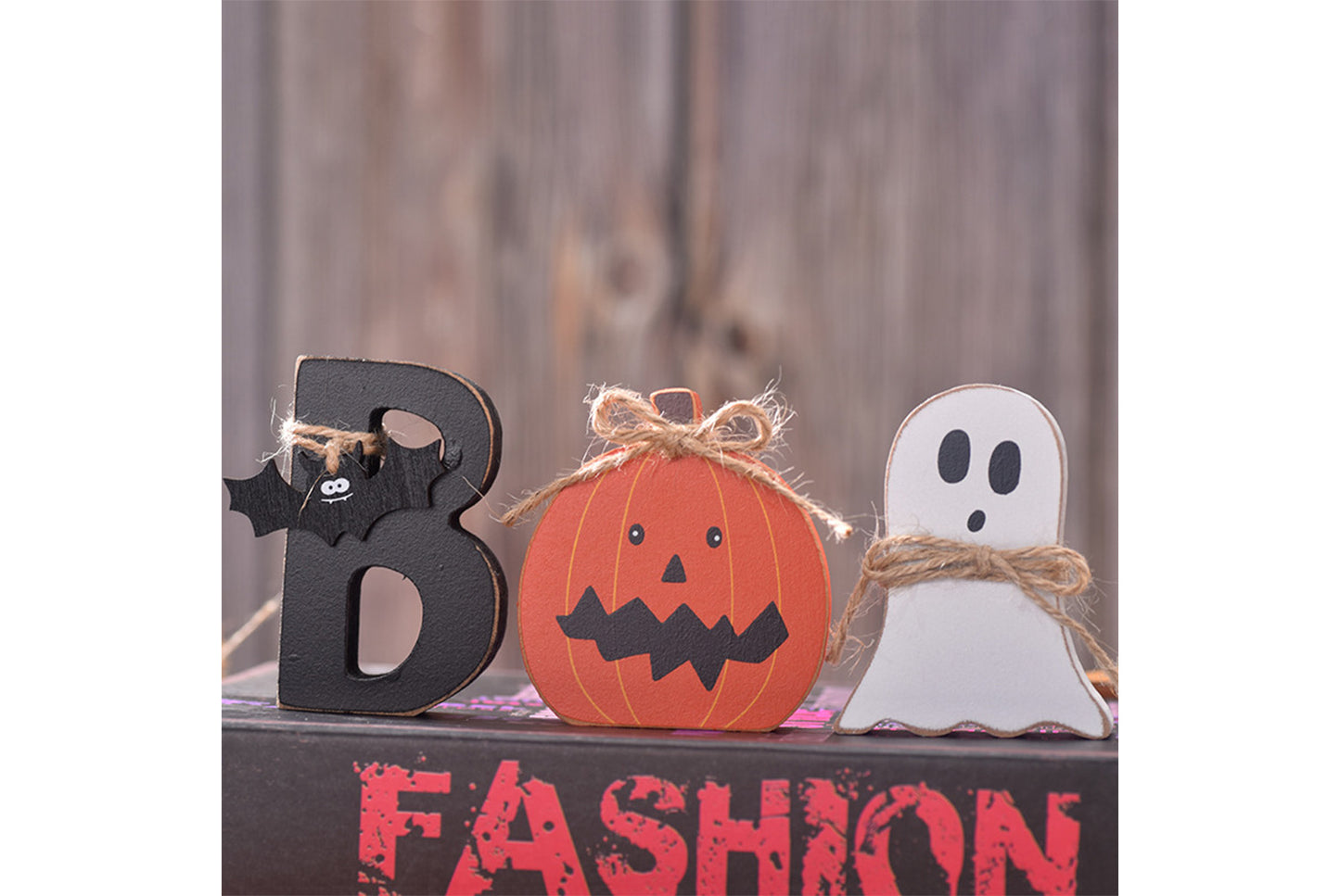 **Halloween BOO Ghost Ornament | Wooden Tray Decoration**