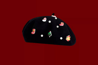**Children's Christmas Wool Beret (Winter Painter's Hat)**