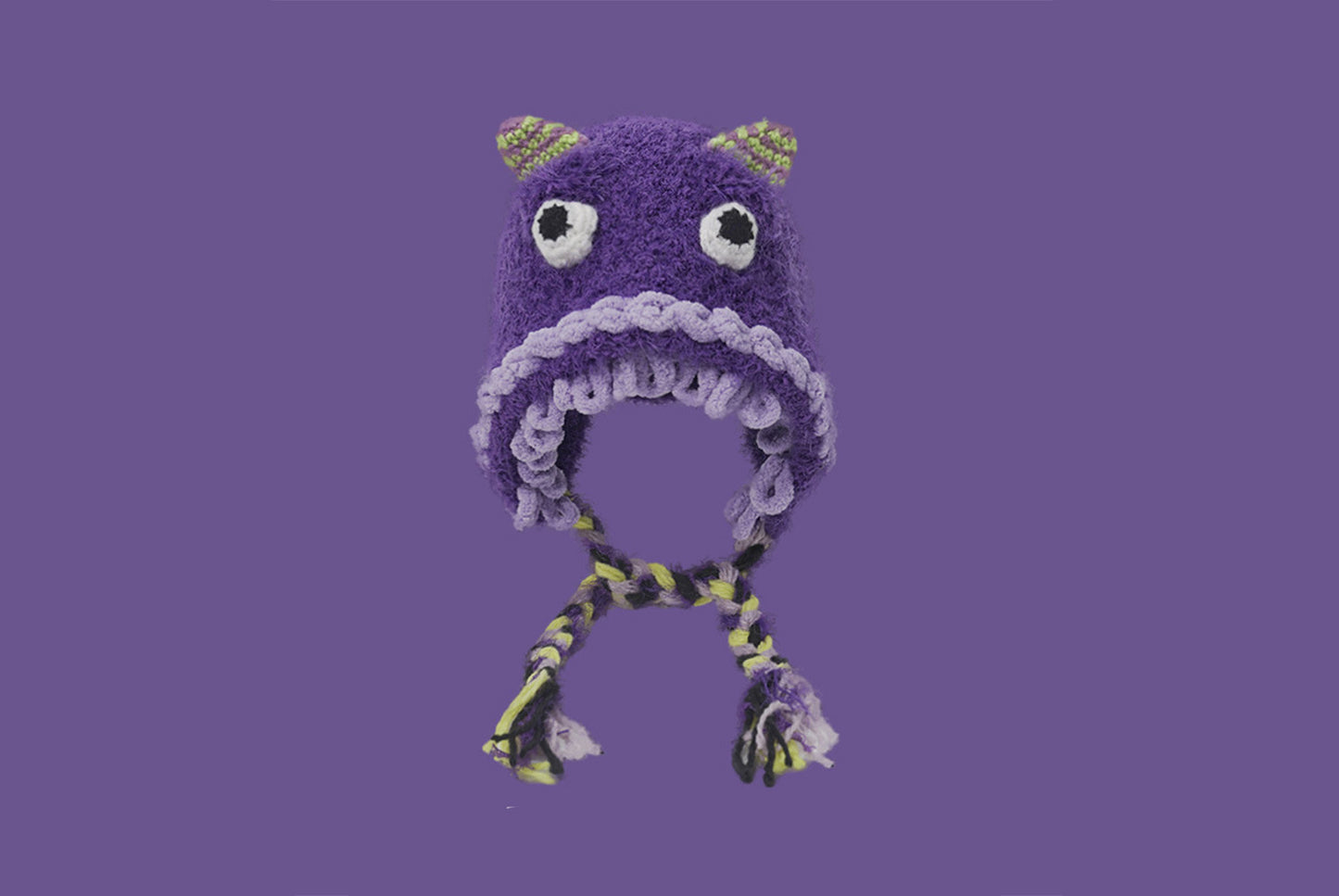 **Cartoon Plush Monster Knitted Hat with Earflaps