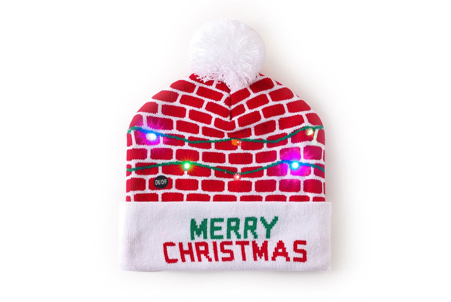 **Christmas LED Rainbow Light Jacquard Knit Hat**