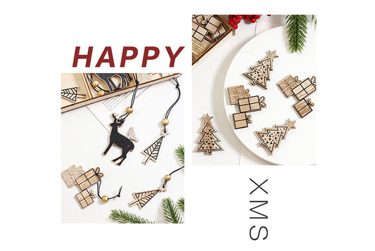 **Wooden Christmas Window and Wall Decal Set (Includes Ornaments)**