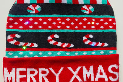 **Christmas LED Light Jacquard Knit Hat (Thickened Warm Version)**