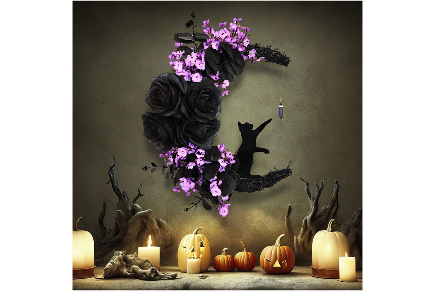 Halloween Moon Cat Garland