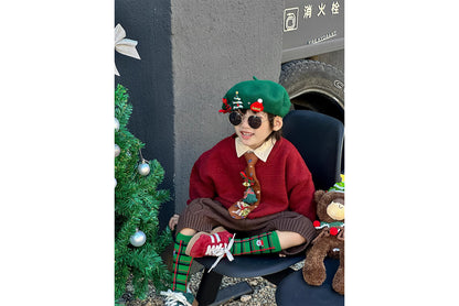 **Christmas Wool Beret (Parent-Child Winter Painter's Hat)**