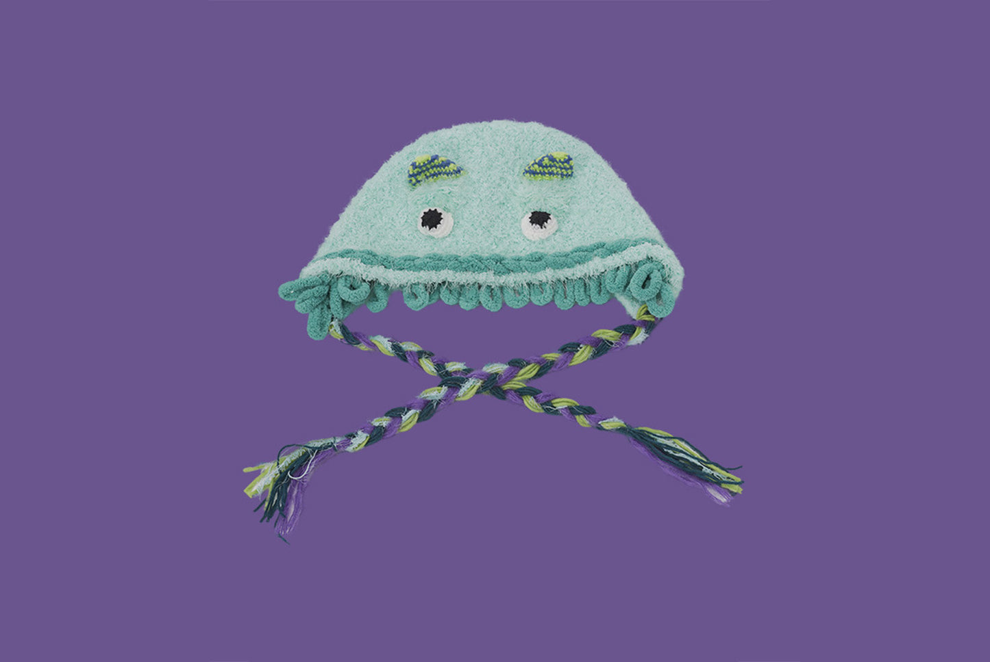 **Cartoon Plush Monster Knitted Hat with Earflaps